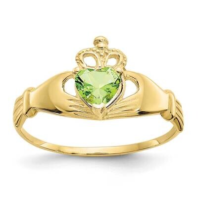 CZ Diamond August Birthstone Claddagh Heart Ring 10k Gold 10D1799, MPN: 10D1799, 191101729119
