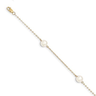 7.25 Inch 7-8mm White Fresh Water Cultured Pearl 3-Station Bracelet 14k Gold XF588-7.25, MPN: XF588…