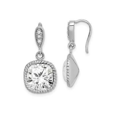 Clear Cushion Crystal Dangle Earrings Sterling Silver Rhodium-plated QE14435, MPN: QE14435, 8839579…