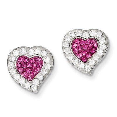 Stellux Crystal Heart Post Earrings Sterling Silver Rhodium-plated QE9654, MPN: QE9654, 883957056630