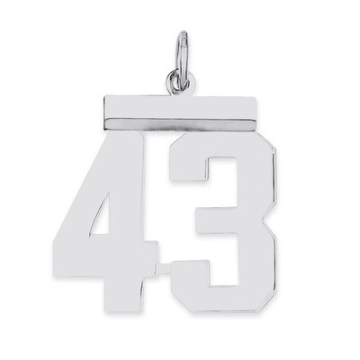 Pendant Number 43 Polished Sterling Silver Medium QMS43, MPN: QMS43, 191101278150