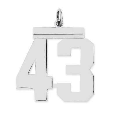 Charm Number 43 Polished Sterling Silver Large QPL43, MPN: QPL43, 191101280948