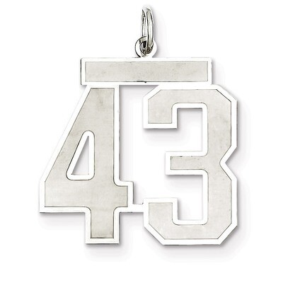 Pendant Number 43 Satin Sterling Silver Large QPP43, MPN: QPP43, 191101281822