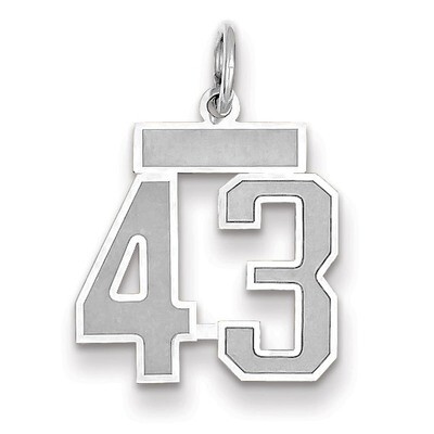 Number 43 Charm Small Satin 14k white Gold WSS43, MPN: WSS43, 883957071695