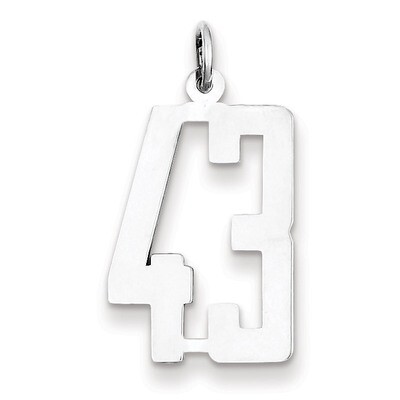 Charm Number 43 Elongated Pol Sterling Silver Small QES43, MPN: QES43, 191101190254
