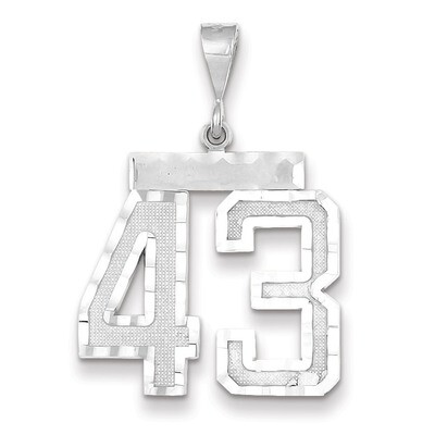 Number 43 Charm 14k white Gold Large Diamond -cut WLN43, MPN: WLN43, 883957123721