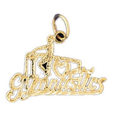 Dazzlers Jewelry I Love Gymnastics Pendant Necklace Charm Bracelet in Yellow, White or Rose Gold 10…