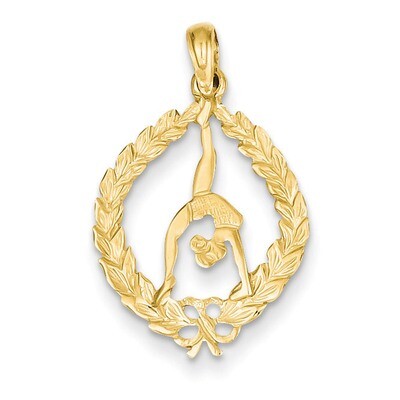 Framed Gymnast Pendant 14k Gold Solid Polished D1445, MPN: D1445, 637218019397