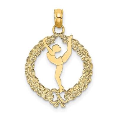 Framed Gymnast Charm 14k Gold Solid Polished C2635, MPN: C2635, 637218019342
