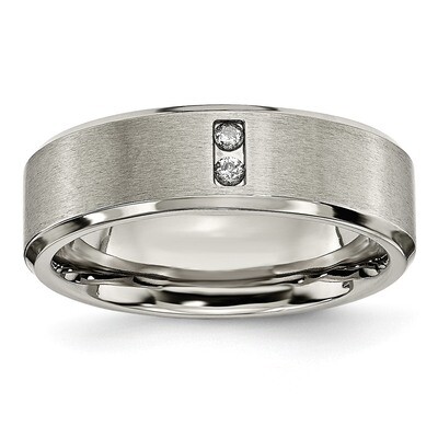 Satin &amp; Polished with Diamonds 7mm Band Titanium TB262AA by Chisel, MPN: TB262AA, 886774050973