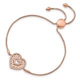 Rose-Tone CZ Heart Adjustable Bracelet Sterling Silver QMP1388, MPN: QMP1388, 886774613413