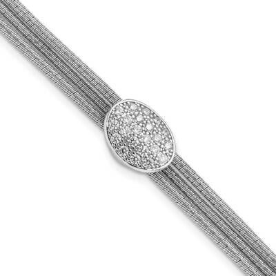 Sterling Silver CZ with 1 in ext. Cord Bracelet SSCMEI18220