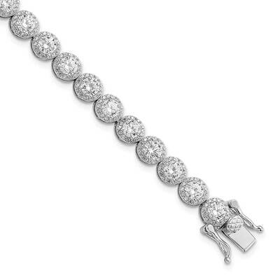 Round CZ Diamond Tennis Bracelet Sterling Silver Rhodium-Plated Polished QG5958-7.5, MPN: QG5958-7.…