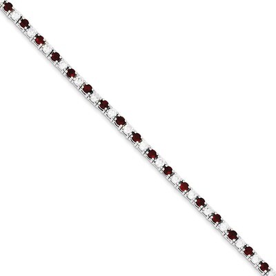 Red and White Diamond Bracelet Sterling Silver QX439CZ, MPN: QX439CZ, 883957261669