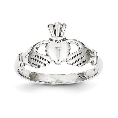 Polished Claddagh Ring 10k White Gold 10WC20, MPN: 10WC20, 191101091117