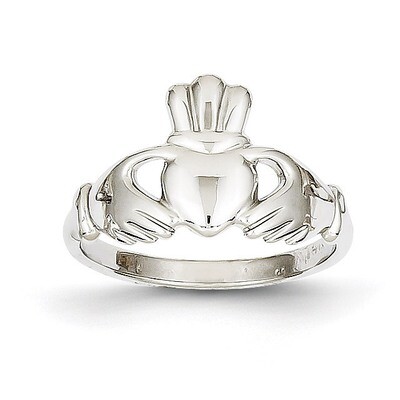 Polished Claddagh Ring 14k White Gold CH222, MPN: CH222, 886774091785