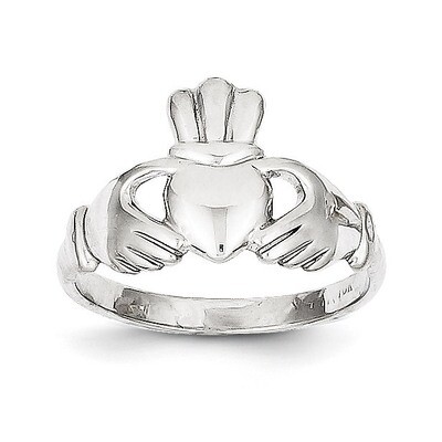 Polished Claddagh Ring 10k White Gold 10WC21, MPN: 10WC21, 191101091124
