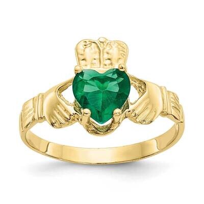 May Birthstone Claddagh Ring 10k Gold 10R491, MPN: 10R491, 191101715044