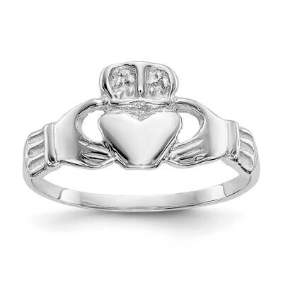 Polished Claddagh Ring 10k White Gold 10K574, MPN: 10K574, 191101725913