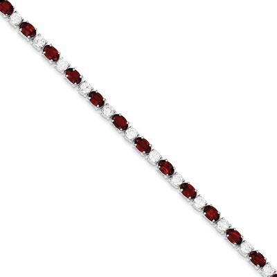 Garnet &amp; Diamond Bracelet Sterling Silver QX172GA, MPN: QX172GA, 815479015369
