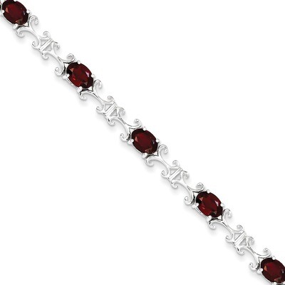 Garnet Oval Bracelet Sterling Silver QX888GA, MPN: QX888GA, 883957534213