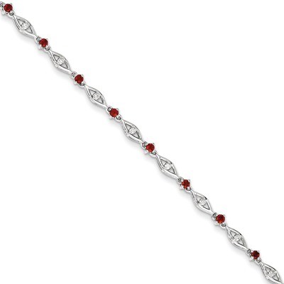 Garnet Diamond Bracelet Sterling Silver QX834GA, MPN: QX834GA, 883957681085