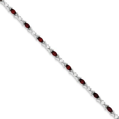Garnet &amp; Diamond Bracelet Sterling Silver QX165GA, MPN: QX165GA, 815479015321