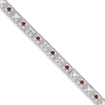 Garnet Diamond Bracelet Sterling Silver QX833GA, MPN: QX833GA, 883957467122