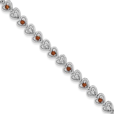 Garnet Diamond Bracelet Sterling Silver QX832GA, MPN: QX832GA, 883957368702