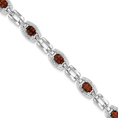 Garnet Bracelet Diamond Sterling Silver QX821GA, MPN: QX821GA, 883957409733