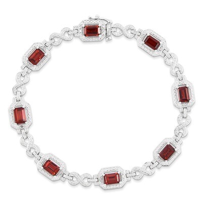 Garnet Bracelet Diamond Sterling Silver QX818GA, MPN: QX818GA, 883957483436