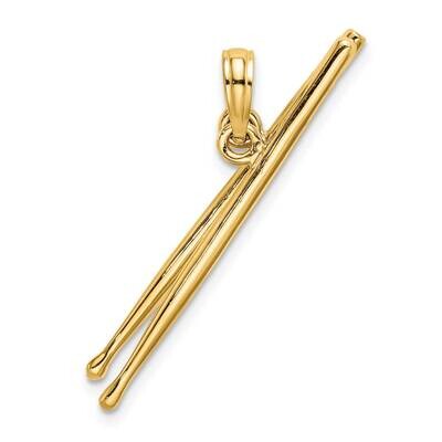 Moveable Drum Sticks Charm 14k Gold 3-D K7329, MPN: K7329, 637218130696