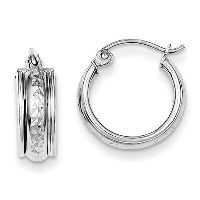 Hoop Earrings Sterling Silver Rhodium-plated Diamond-Cut QE8392, MPN: QE8392, 883957573007