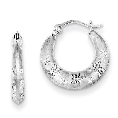 Hoop Earrings Sterling Silver Rhodium-plated Diamond-Cut QE8379, MPN: QE8379, 883957567631