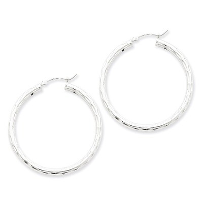 Satin Polished Hoop Earrings Diamond-cut Sterling Silver QE1968, MPN: QE1968, 883957923284