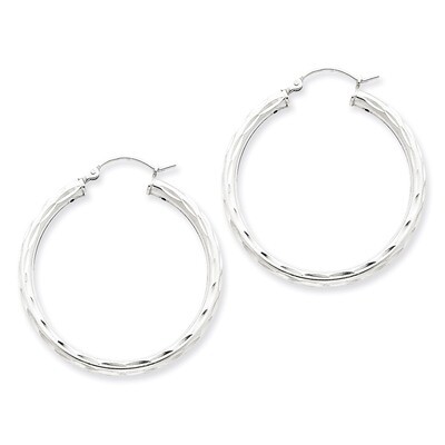 Satin Polished Hoop Earrings Diamond-cut Sterling Silver QE1967, MPN: QE1967, 883957923277