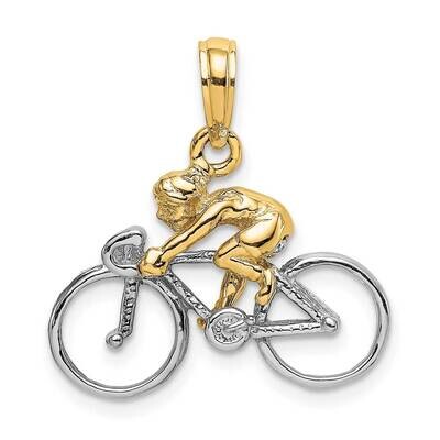 3-D Bicycle with Rider Charm 14k Gold Rhodium K9020, MPN: K9020, 637218180677