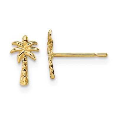 Palm Tree Post Earrings 14k Gold GK1127 by Madi K, MPN: GK1127, 883957974866