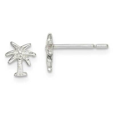 Palm Tree Post Earrings Sterling Silver QE14326, MPN: QE14326, 886774080116
