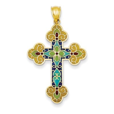 Acrylic Flower Center Budded Cross Pendant 14k Gold C4263, MPN: C4263, 637218145409