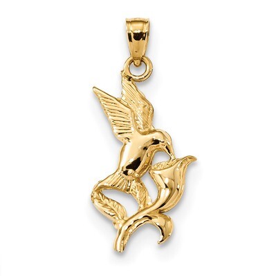 Hummingbird with Flower Pendant 14k Gold Polished K5993, MPN: K5993, 883957951690