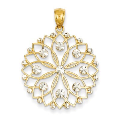 Diamond-cut Flower Pendant 14K Gold &amp; Rhodium K3452, MPN: K3452, 637218134526