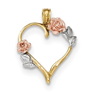 Polished Flowers &amp; Leaves Pendant 14k Two-tone Gold K5160, MPN: K5160, 637218163922