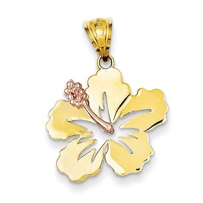 Hibiscus Flower Pendant 14k Yellow &amp; Rose Gold K4829, MPN: K4829, 883957138657