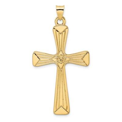 Center Flower Solid Cross Pendant 14k Gold Polished XR1980, MPN: XR1980,