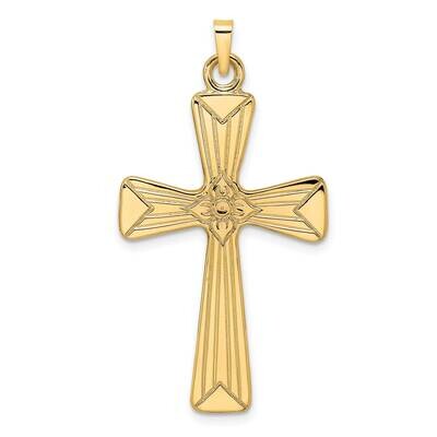 Center Flower Solid Cross Pendant 14k Gold Polished XR1978, MPN: XR1978,