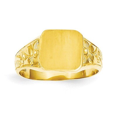 Square Satin-top Baby Signet Ring 14k Gold R523, MPN: R523, 637218051915