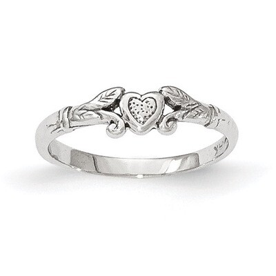 Textured Mini Heart Baby Ring 14k white Gold K5794, MPN: K5794, 637218171958