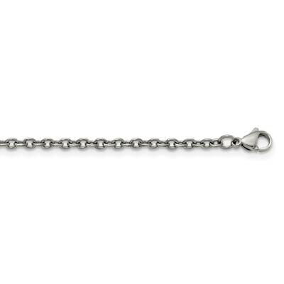 Polished 2.9mm 18 Inch Cable Chain Titanium TBN184-18, MPN: TBN184, 191101872662