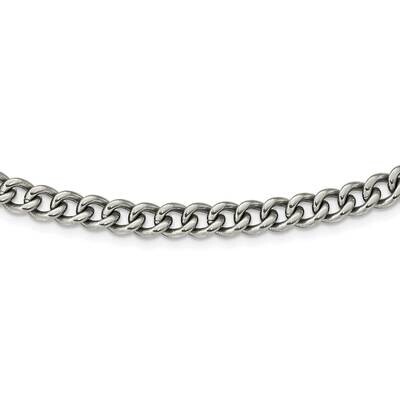 Polished 7.5mm 20 Inch Curb Chain Titanium TBN186-20, MPN: TBN186, 191101872747